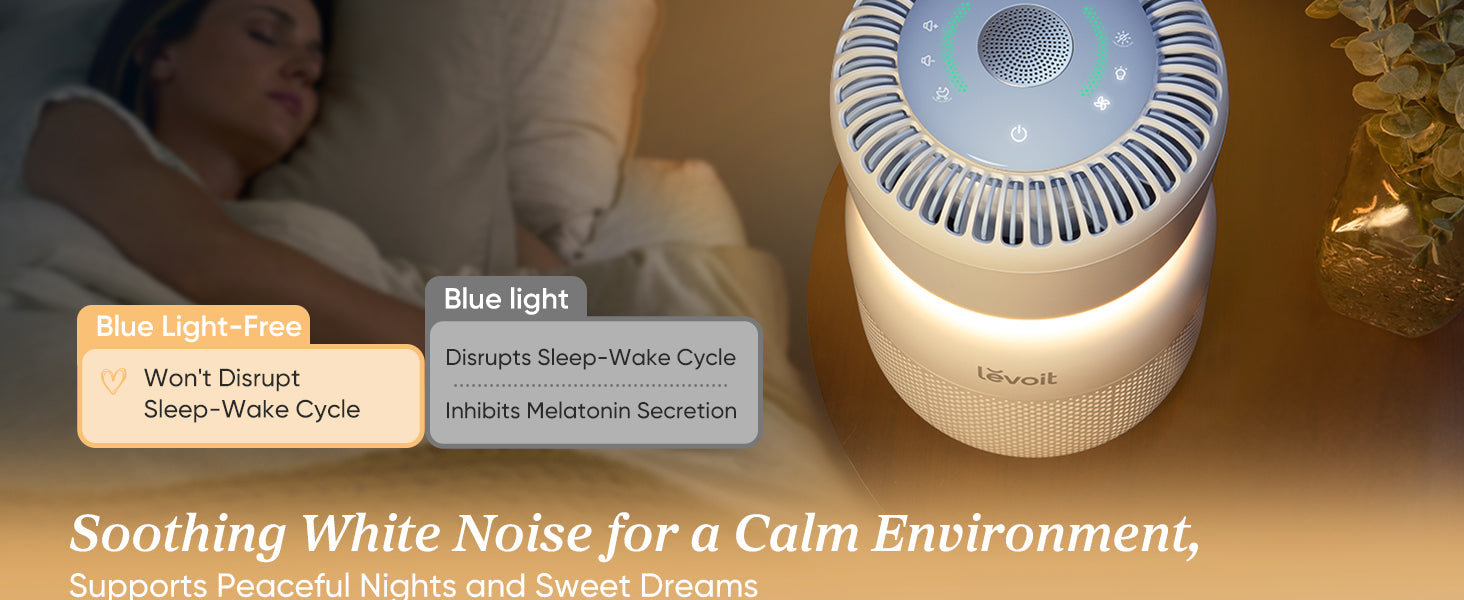 Levoit Sprout hepa air purifier with blue light-free: won't disrupt sleep-wake cycle to support peaceful nights and sweet dreams