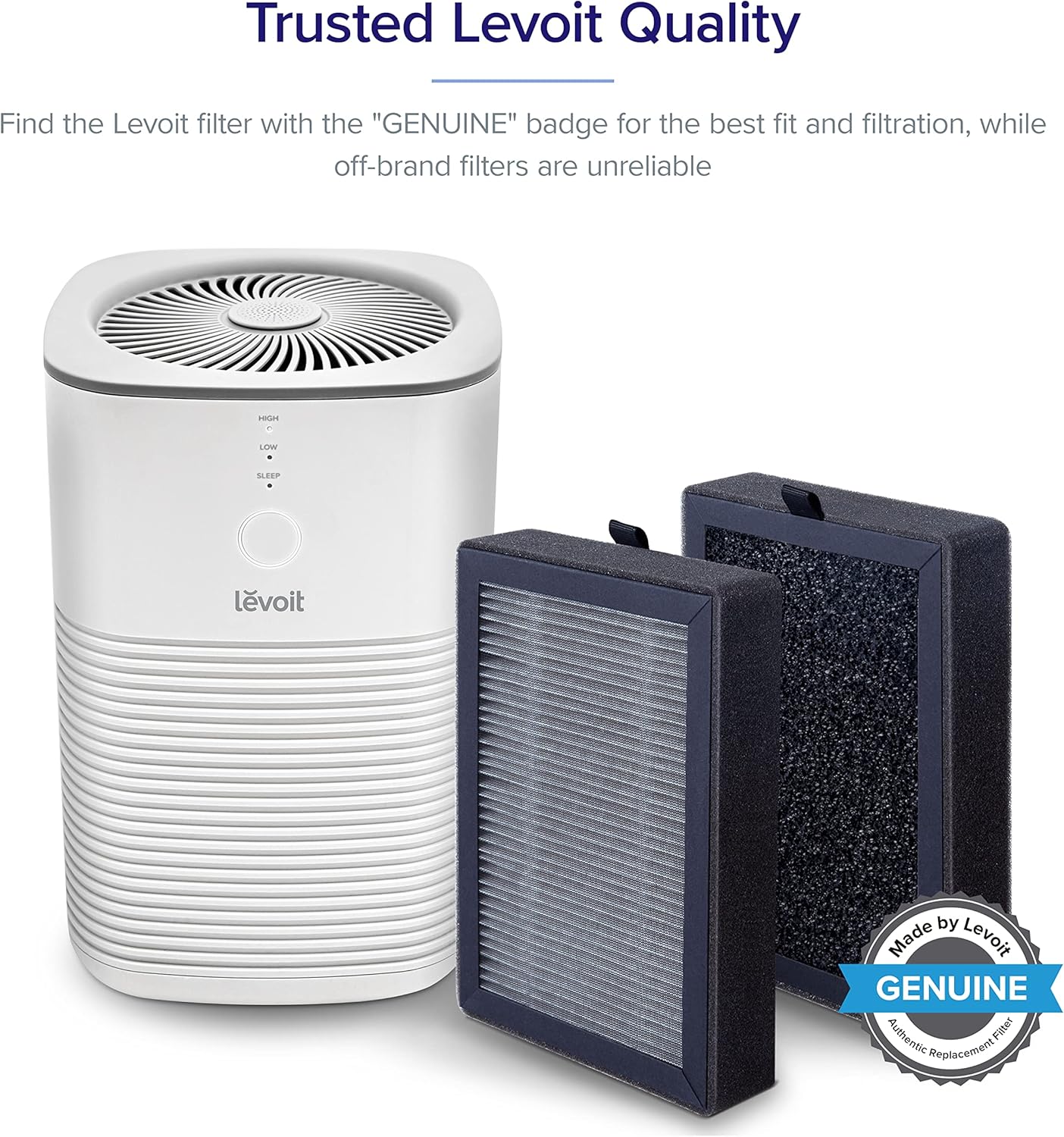 Levoit LV-H128-RF Air Purifier Replacement Filter with Genuine Levoit badge for the best filtration and fit