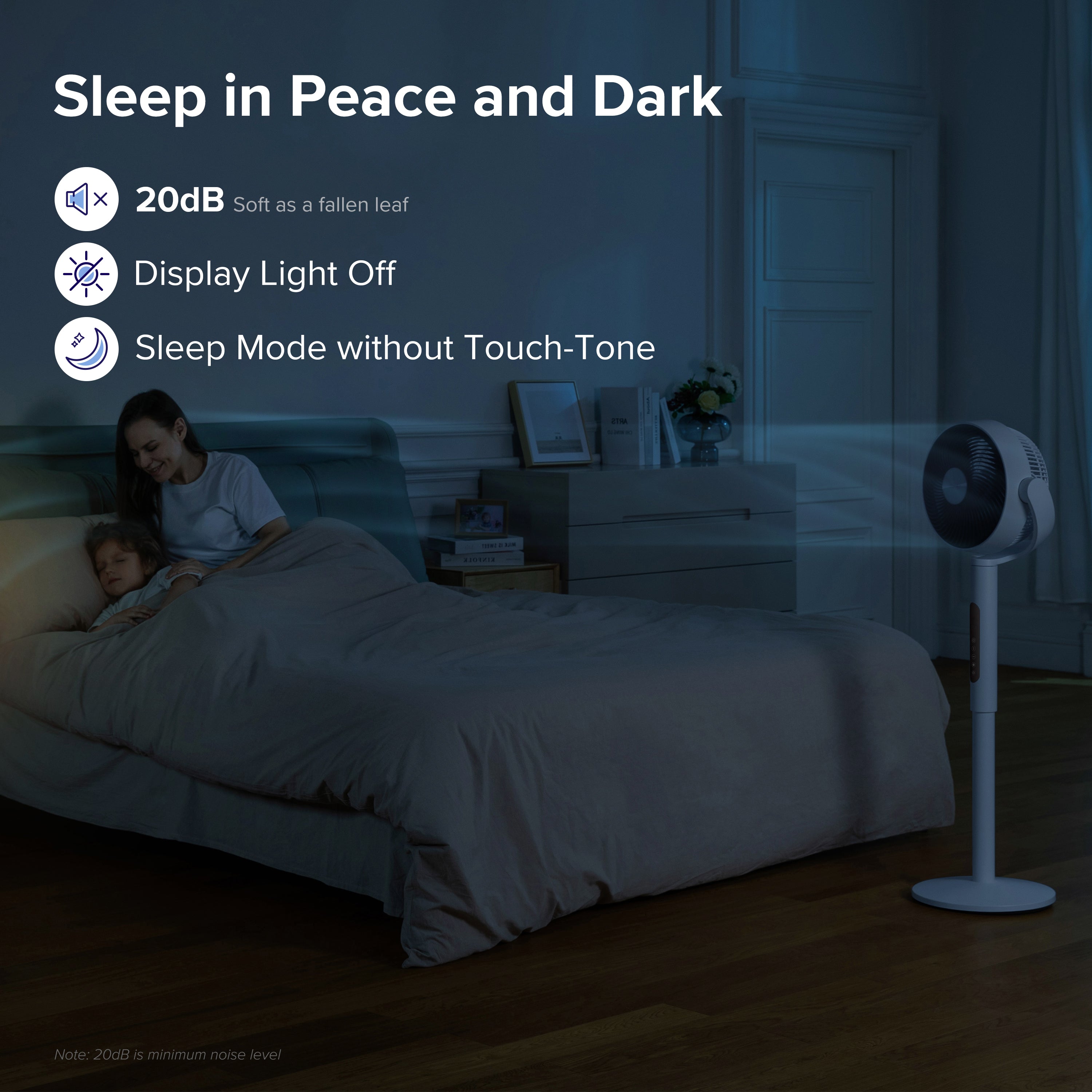 Levoit Pedestal Air Circulator Fan, 20dB noise level as quiet as a fallen leaf, ideal for peaceful sleep