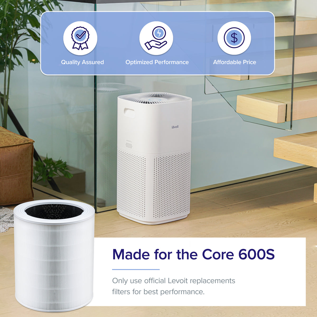 Core 600S Smart Air Purifier + Replacement Filter set