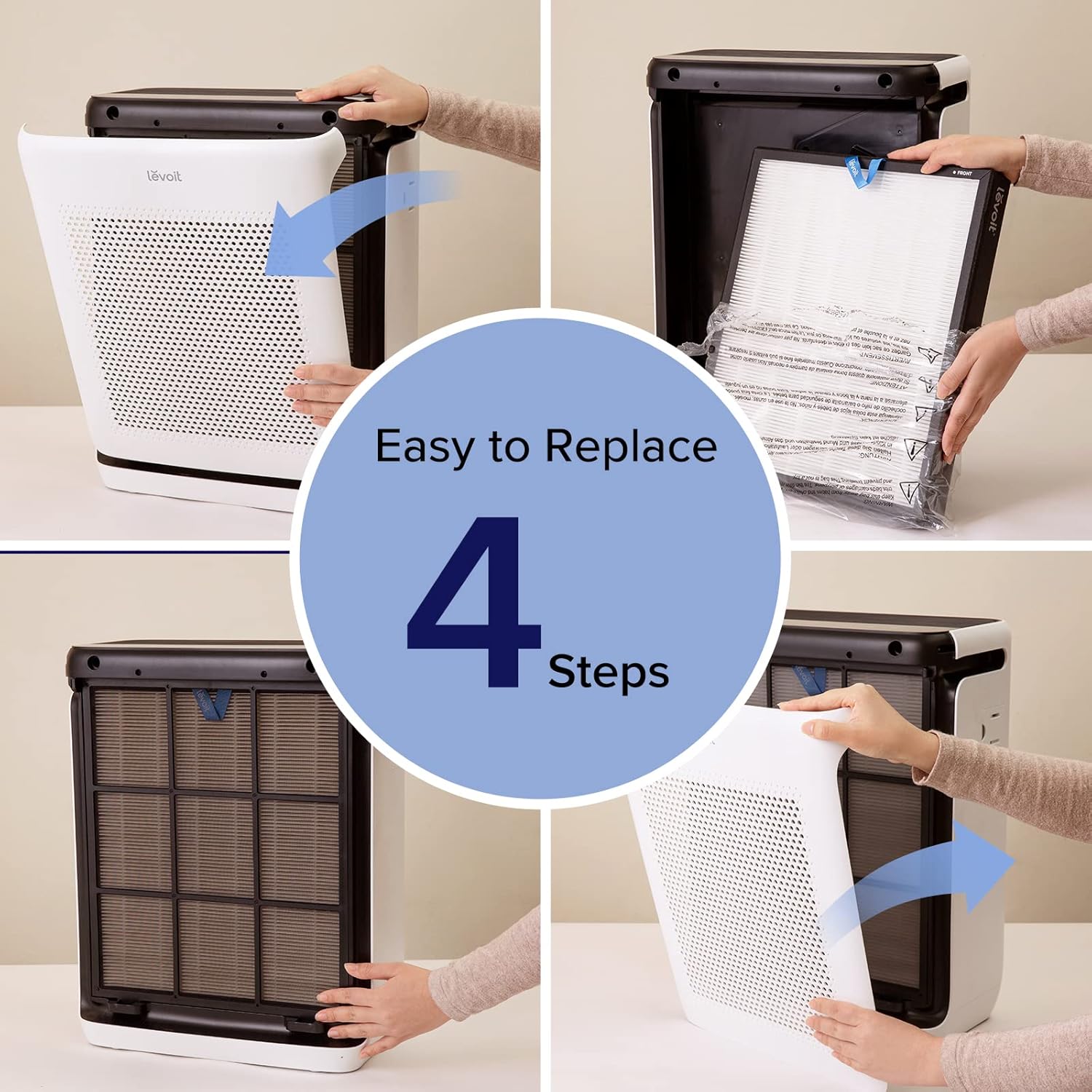 Levoit Air Purifier filter replacement in 4 simple steps – easy to remove, unwrap, insert, and secure