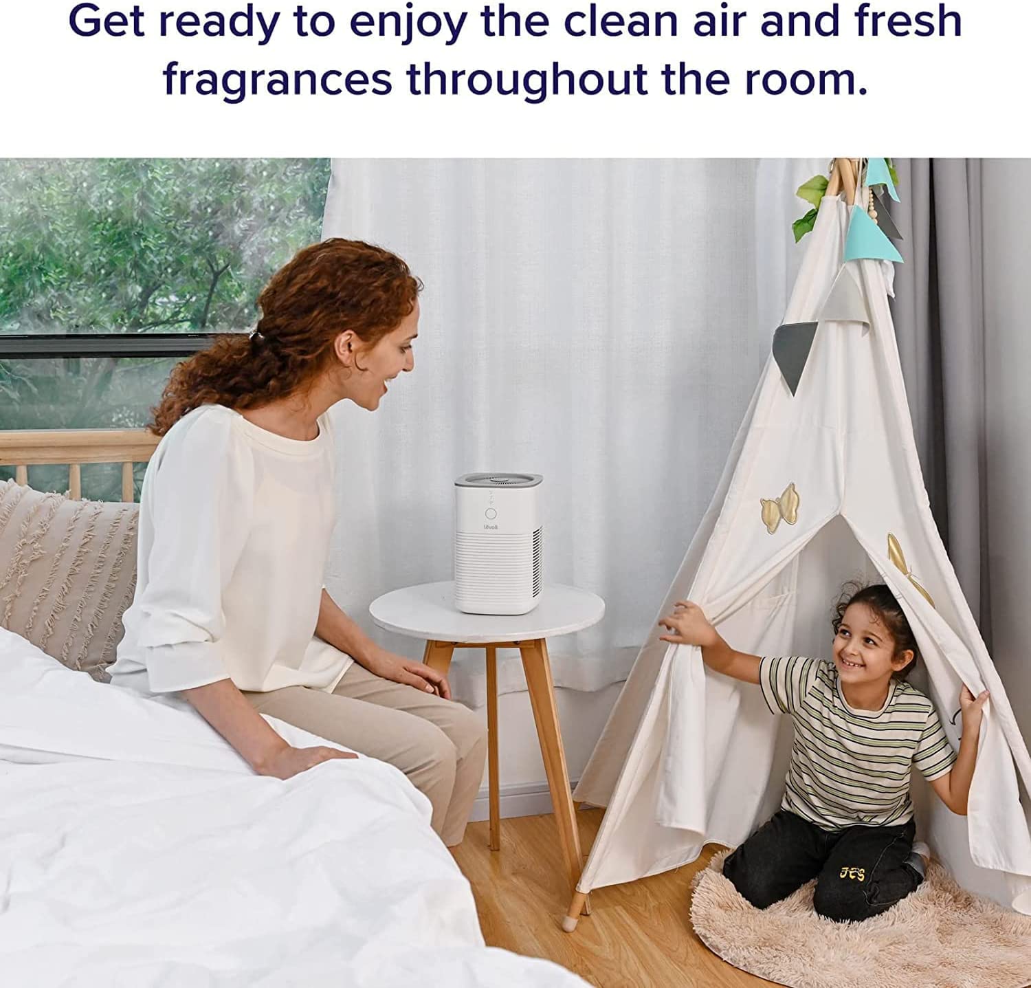 Levoit Desktop True HEPA Air Purifier for clean air and fresh fragrances, ideal for home environments with family