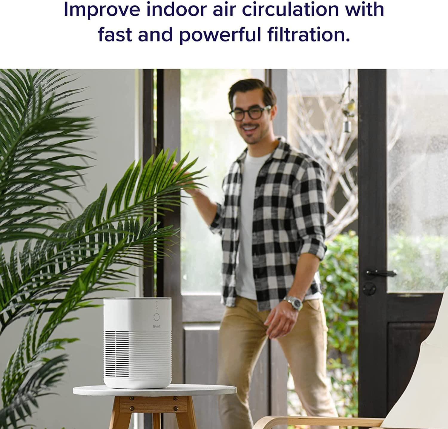 Levoit Desktop Air Purifier improving indoor air circulation with fast and powerful filtration, perfect for a fresh, clean environment