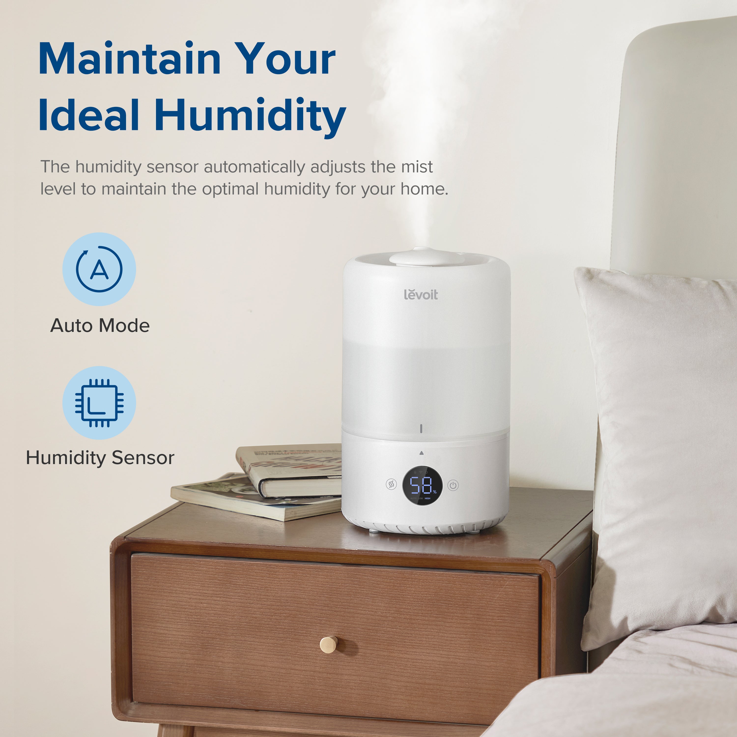 Levoit Dual 200S Smart Humidifier with Auto Mode and humidity sensor for optimal air moisture control in your home