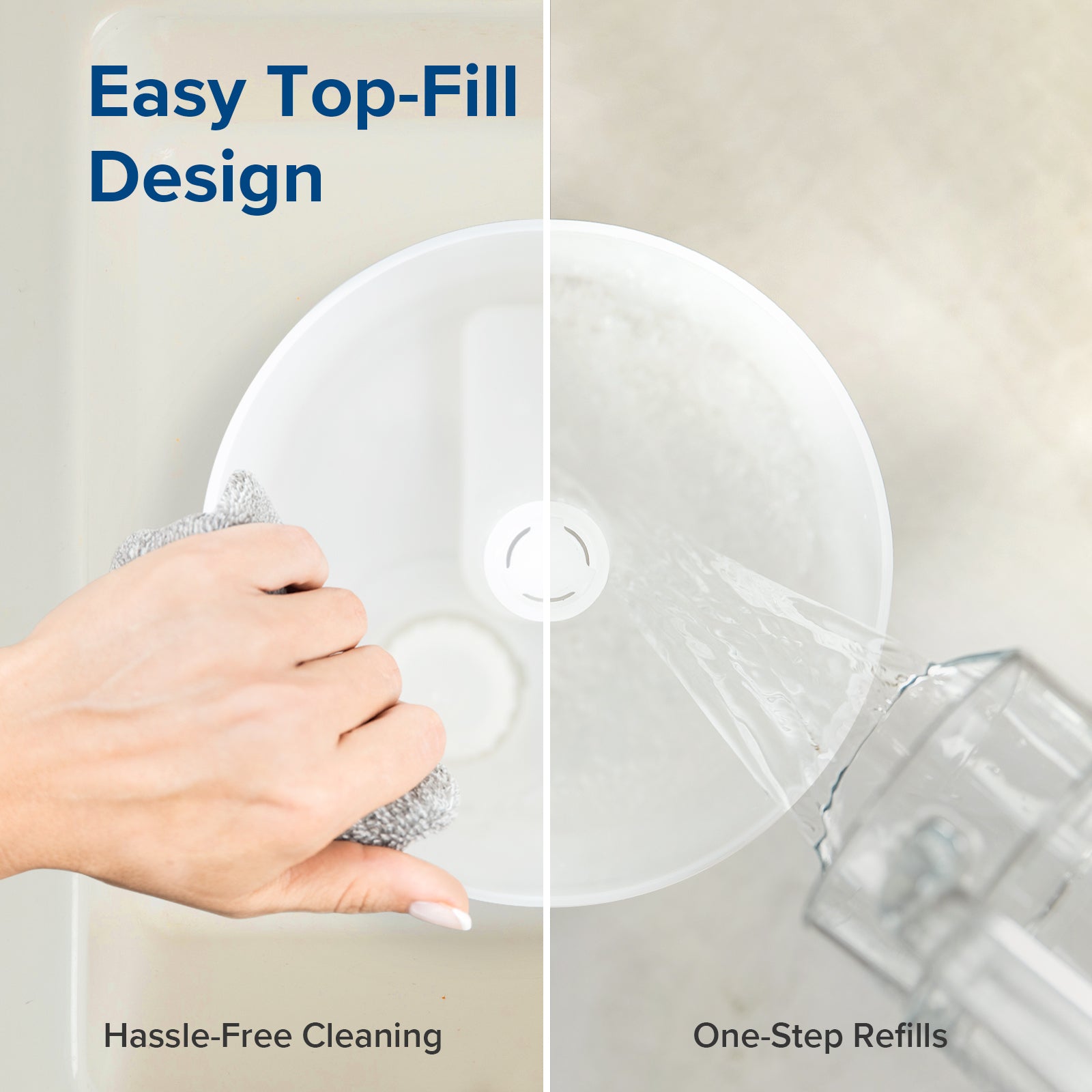 Levoit humidifier with easy top-fill design for hassle-free cleaning and one-step refills