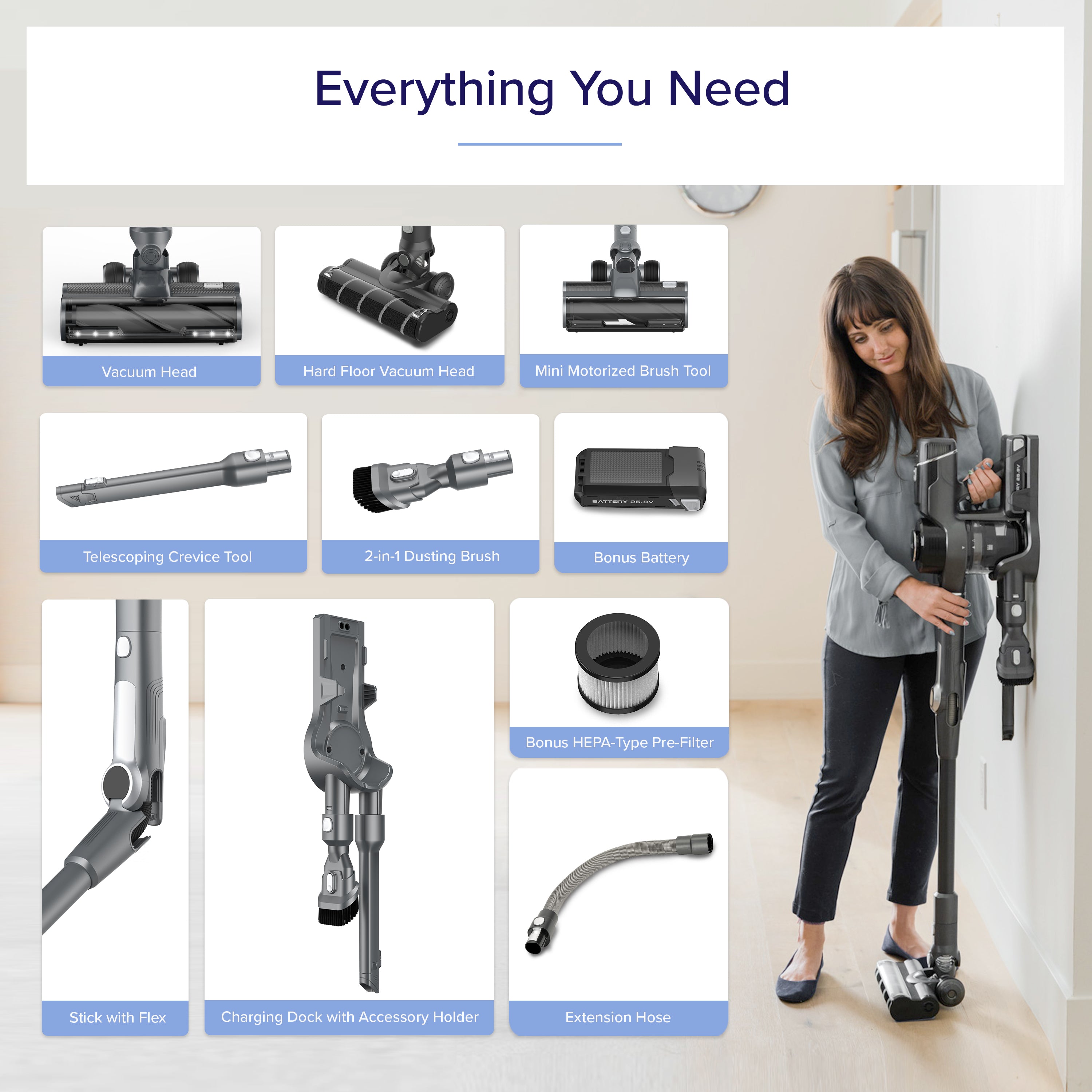 Levoit VortexIQ 40 Flex Plus Cordless Stick Vacuum