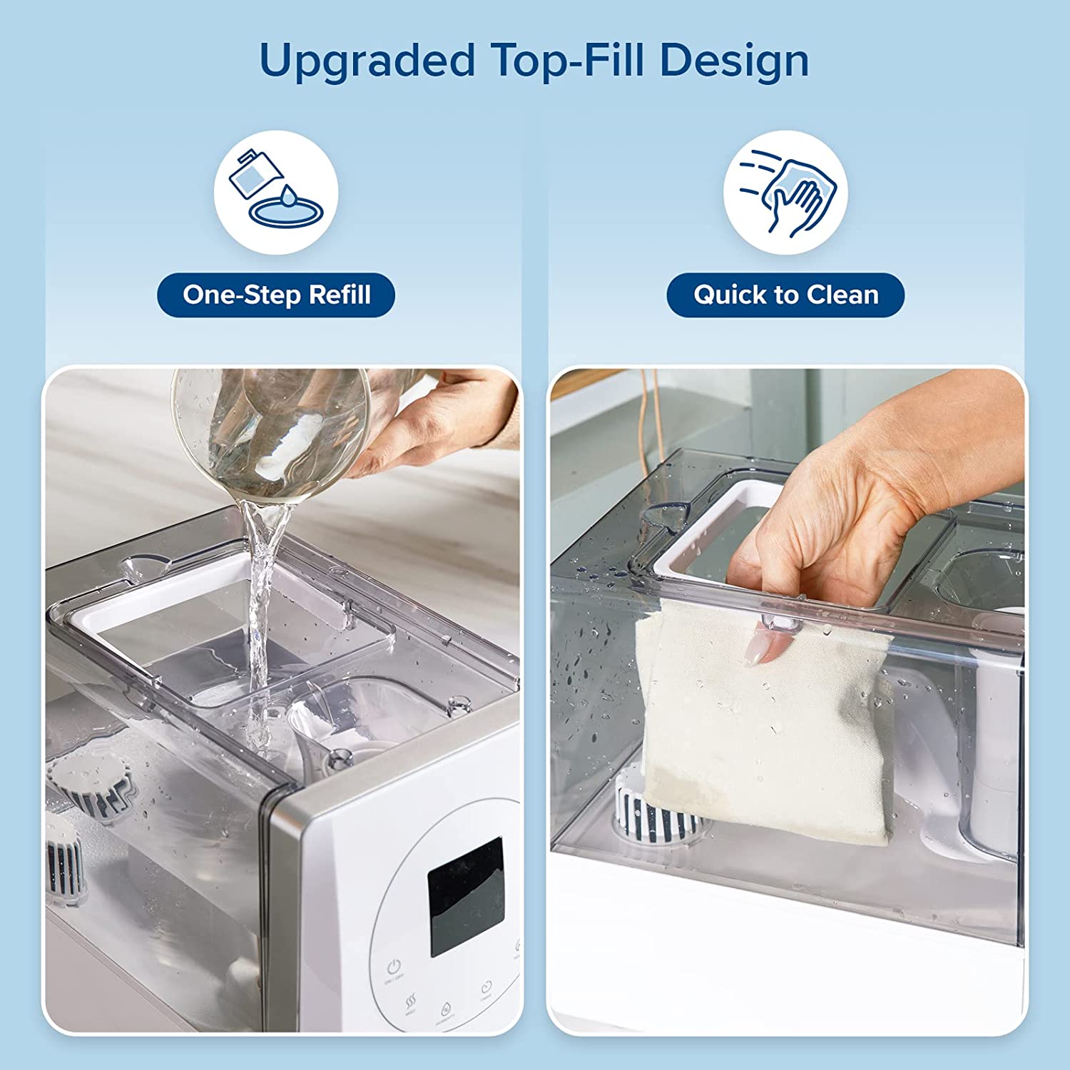 Levoit LV600S with upgraded top-fill design for easy refills and quick cleaning, ensuring convenient maintenance