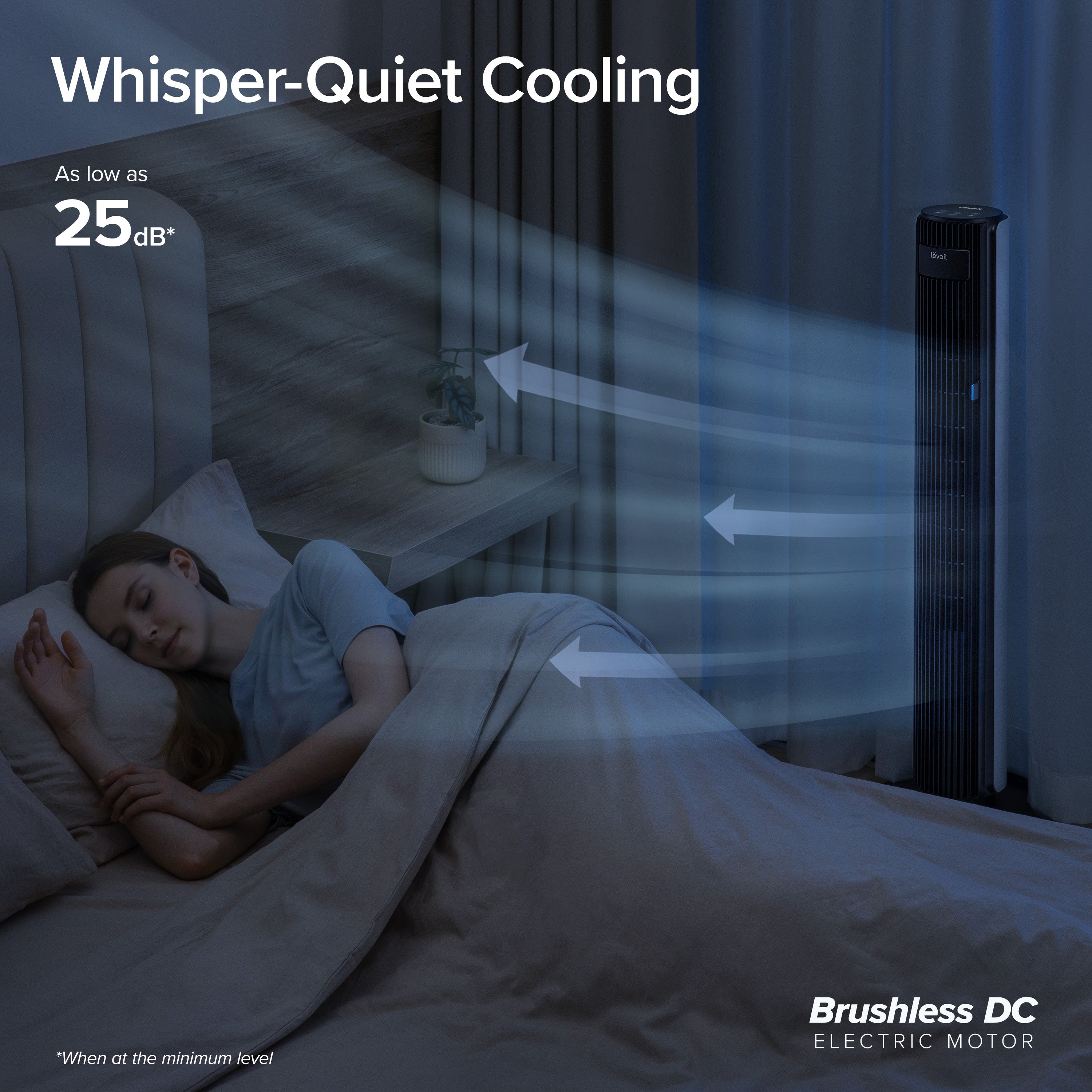 Levoit Classic Pro Tower Fan with Brushless DC Motor and whisper-quiet cooling as low as 25 dB, perfect for a peaceful sleep