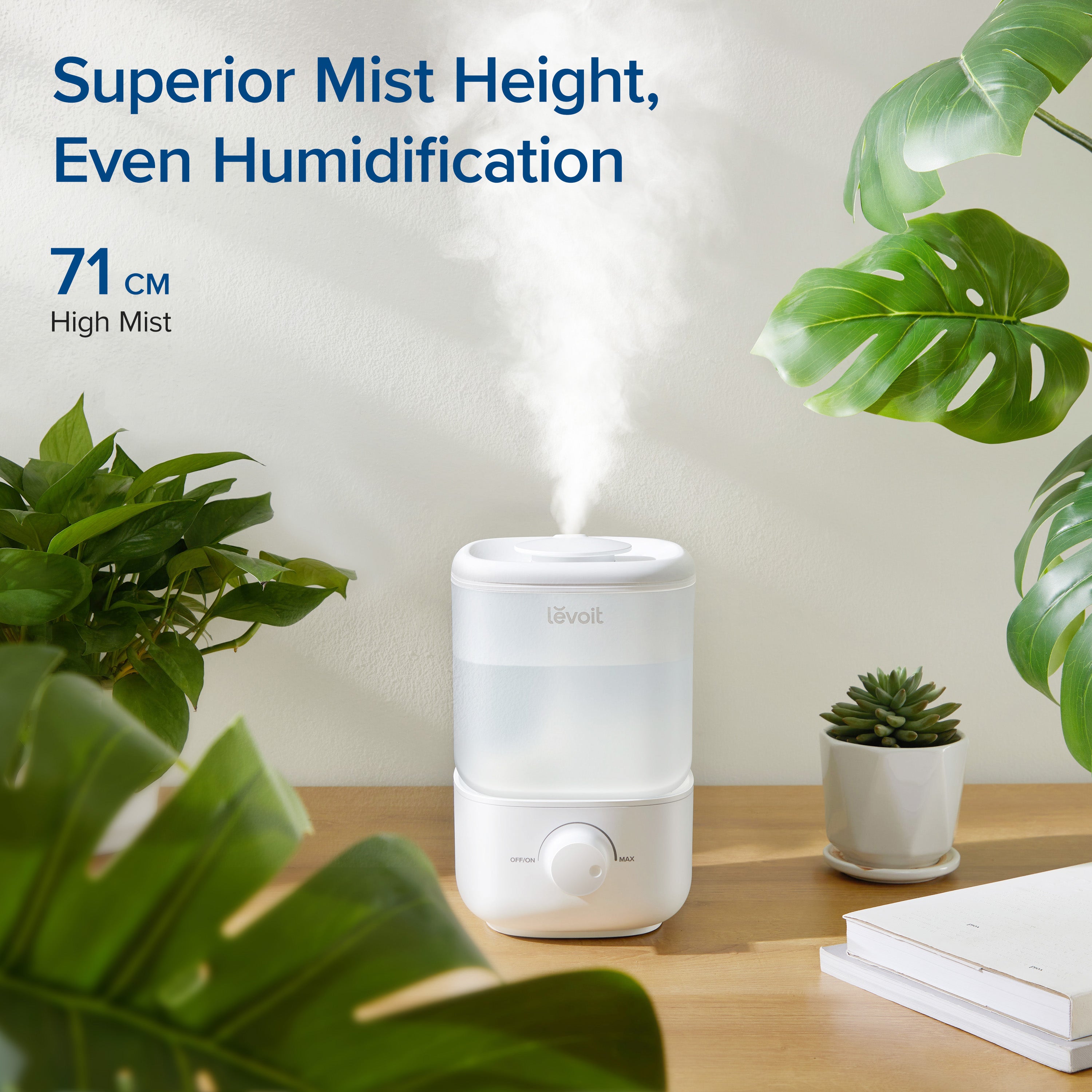 Levoit Classic 160 Humidifier, high mist output up to 71cm for better air distribution and comfort