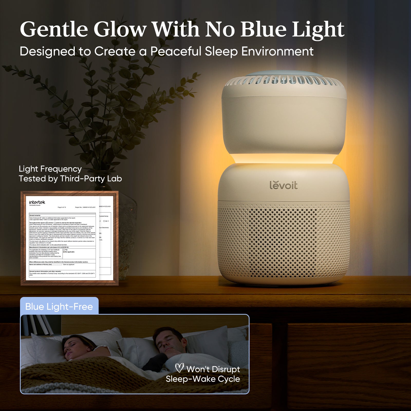 Levoit sprout air purifier is designed to create a peaceful sleep environment without disrupting the sleep-wake cycle.